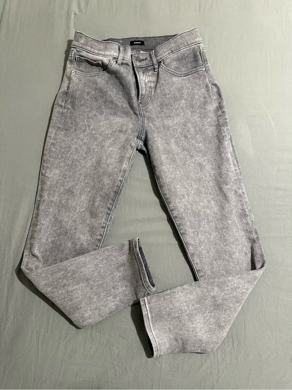 Express Gray Acid-Wash Skinny Jeans